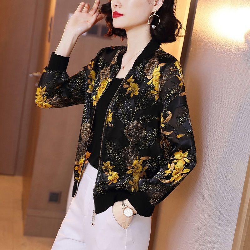 Women's Long Sleeve Chiffon Zipper Jacket - Loose, Lightweight Cardigan for Spring and Autumn 2025, Ideal for Summer Sun Protection.