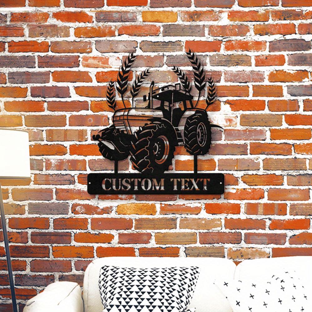 Vintage Tractor Metal Wall Art, Farmhouse Decor, Rustic Man Cave Gift, Personalized Name Sign, Custom American Style