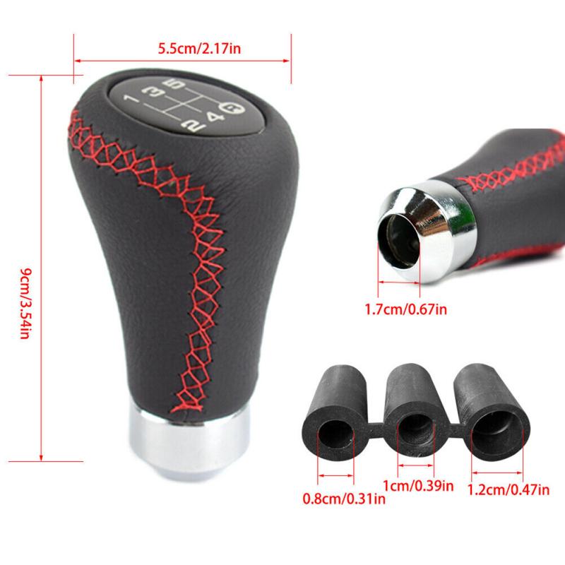 Manual 5 Speeds Car Universal Shifter Leather Gear Stick Shift Knob Kit With Hose Bolt Wrench