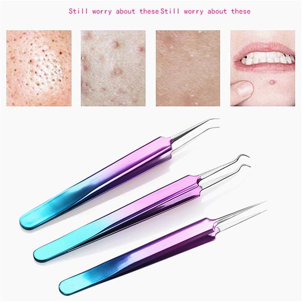 Buy Acne Needle Tweezers Blackhead Pimples Removal Pointed Bend Head Face Skin Care Acne