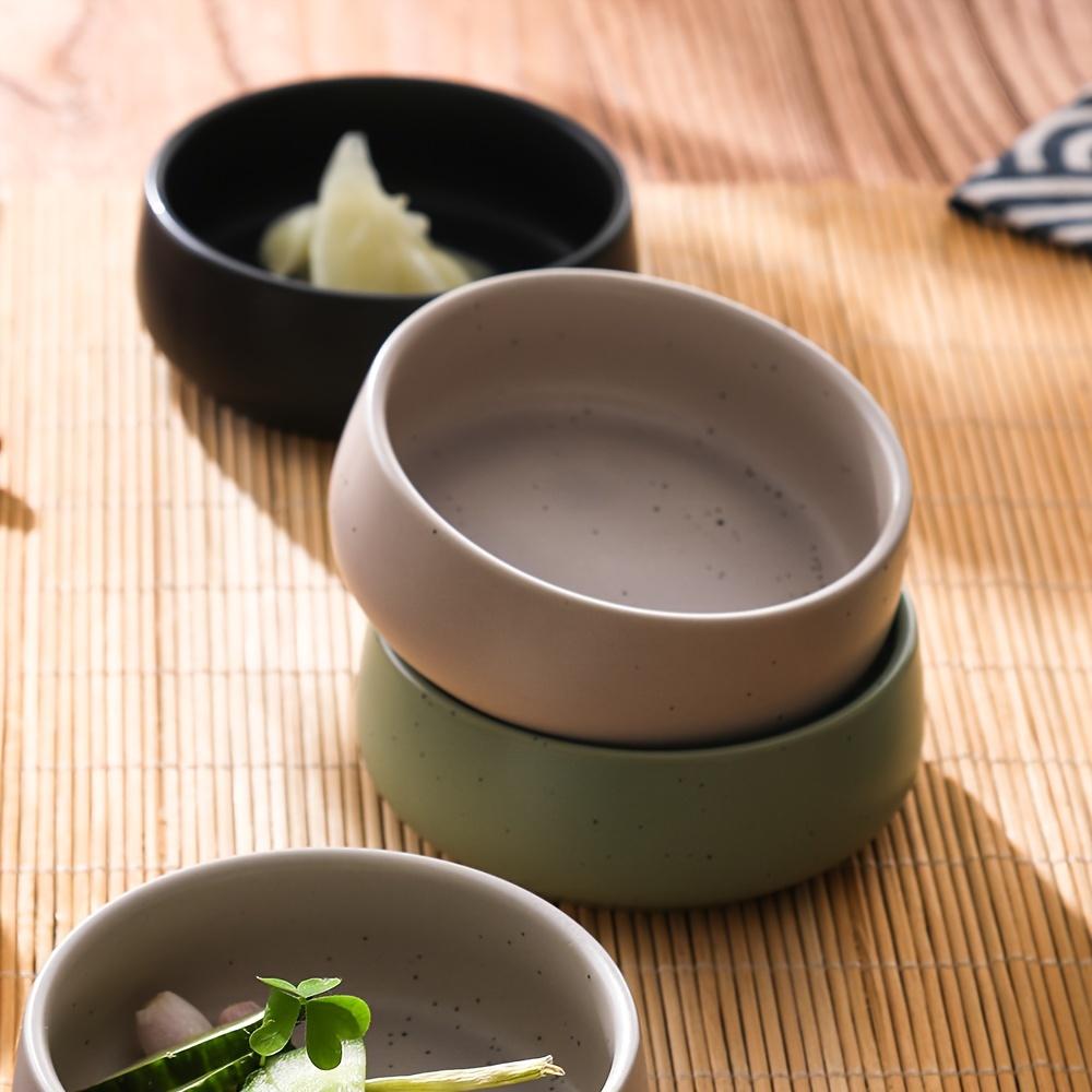 Korean Ceramic Dipping Dish Set for Hotpot BBQ Sauce with Sesame Dot Design Small Condiment Bowls