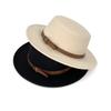 Belt Buckle Felt Hat Elegant Women Jazz Hat Trendy Woolen Flat Top Hat  Outdoor Activities