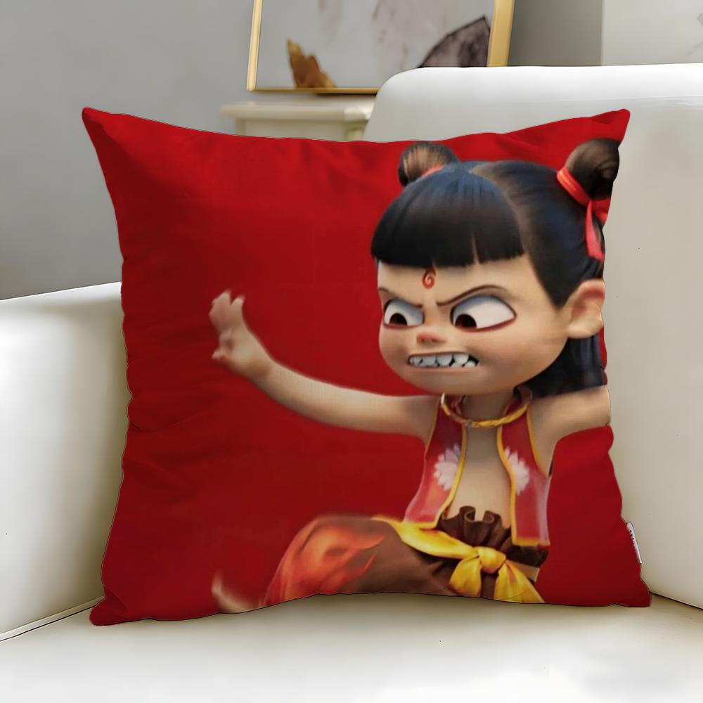 classic animated character Nezha Cushion Cover Soft & Easy-Wash Pillow Case – Versatile for Couch, Bed, Travel and Office