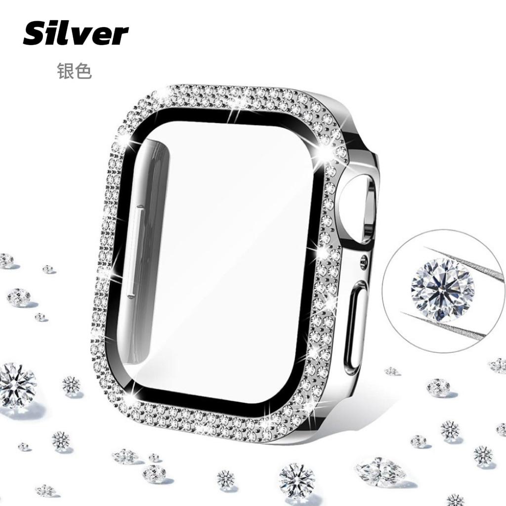 Tempered Glass Screen Protector for Apple Watch Case 45mm/41mm/40mm Series 9/8/7/6/se/5/4 Diamond PC  for iWatch 38mm/42mm/44mm