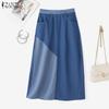 ZANZEA Womens Summer Casual Patchwork Midi Skirts