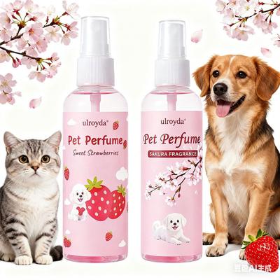 Haustiergeruchsentferner Spray 100ml Hunde Parfüm Duftend Mit Kirschblüte Erdbeere Kokosnuss Langanhaltender Deodorant Lufterfrischer