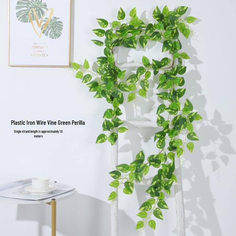 Artificial Rattan Vines for Pipe and Ceiling Decoration - Fake Green Leaves