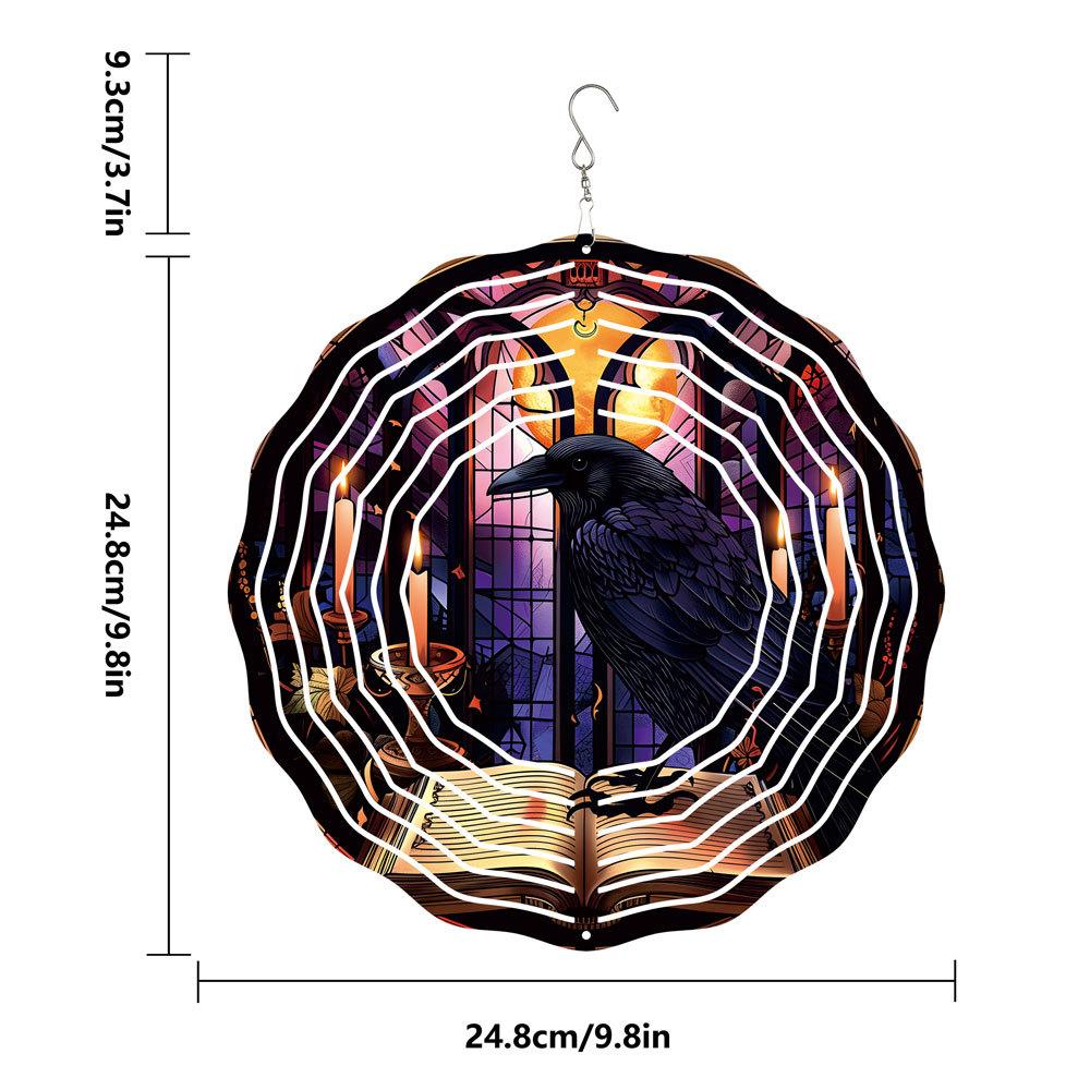 

Laser Cut Stainless Steel Hanging Sculpture Rotating Wind Spinners Chimes Garden Yard Patio Art Decor Keep Scare Birds Away hook with 2 bells