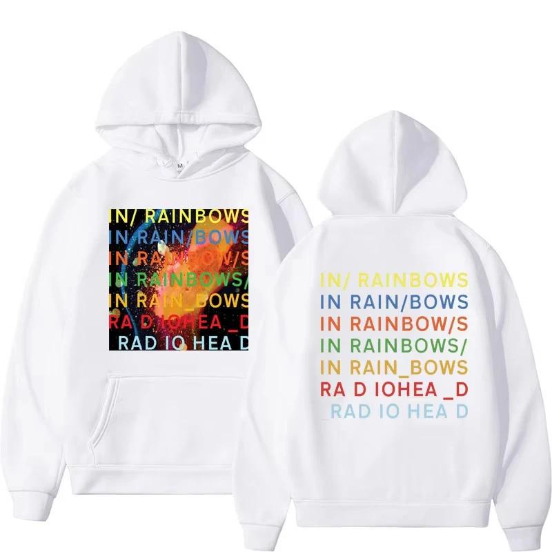 2025 Fall Winter Hip Hop Streetwear Gothic Punk Oversized Sportswear Male Band Rock Radiohead Hoodie Music Rainbow Sportswear