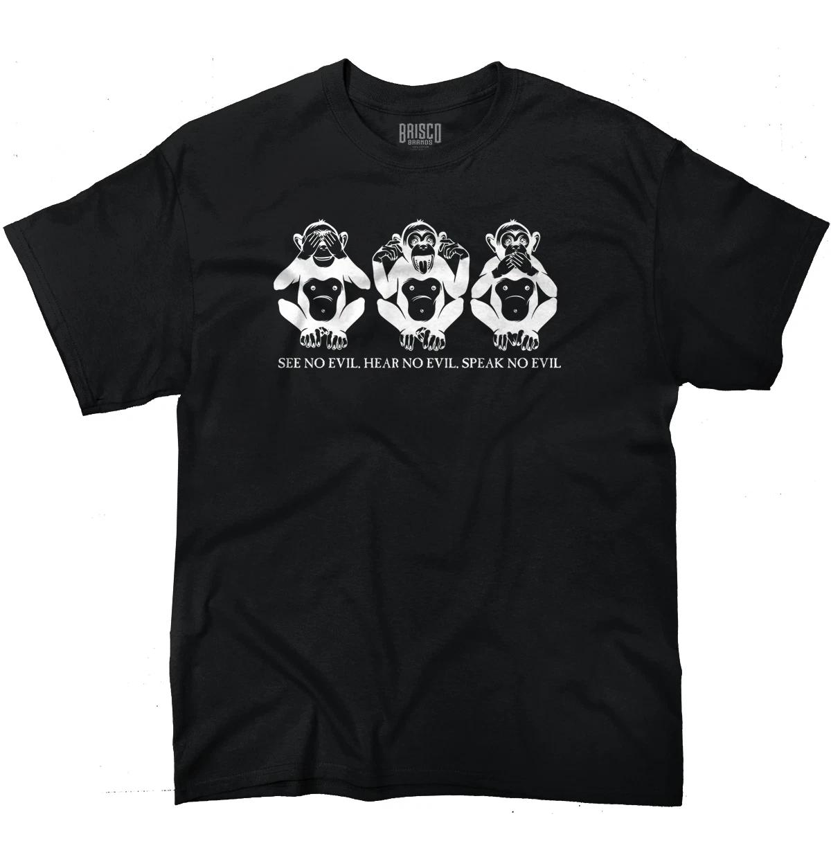 Wise Monkeys See No Evil Positive Saying Womens or Mens Crewneck T Shirt Tee S
