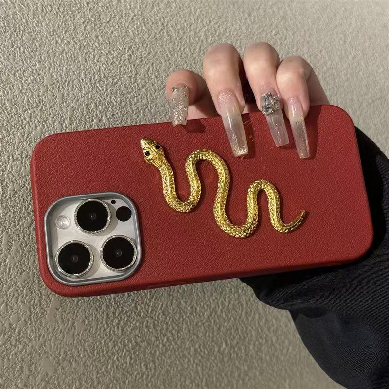 Snake-shaped Small Golden Apple 16 Pro Max/15 Pro Shockproof 12 Pro Trendy 13 Pro Phone Case 14 Pro New Model