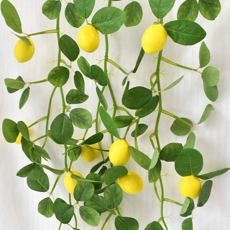 Pack of 2 Bright Artificial Lemon Branches Artificial Lemon Branches Yellow Stem For Garden And Kitchen Decoration