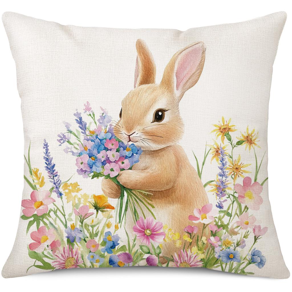 2026 New Easter Bunny Fashion Cartoon Furniture Decoration Double sided Printed Pillowcase Sofa Waist Cushion Cover