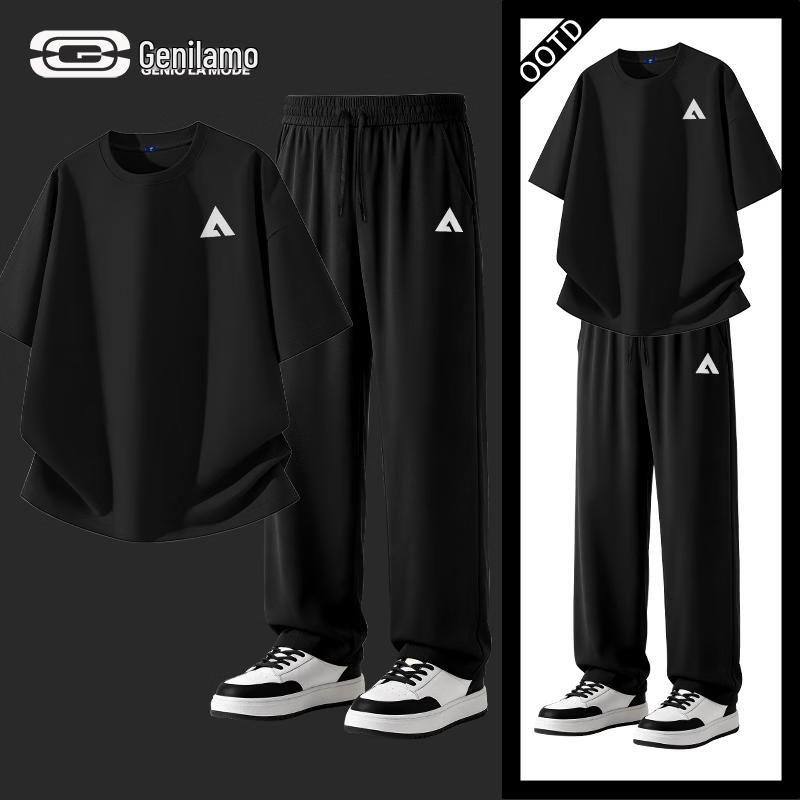 GENIOLAMODE Men s Geometric Pattern Summer Tracksuit 3XL