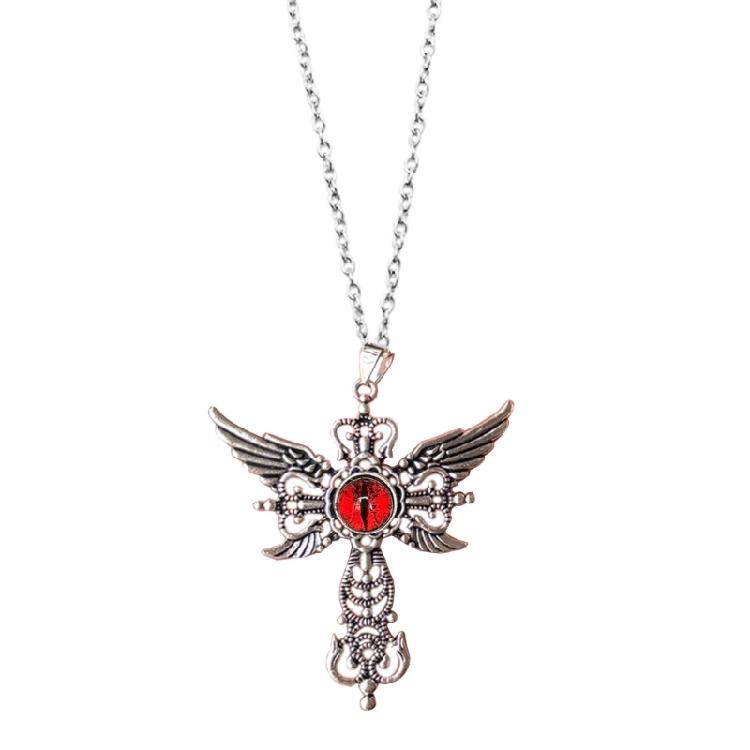 Trendsetting Crosses Pendant Necklace Adjustable Length Demon Wing Crucifix Necklace Fashion Neckchain for Daily Wear
