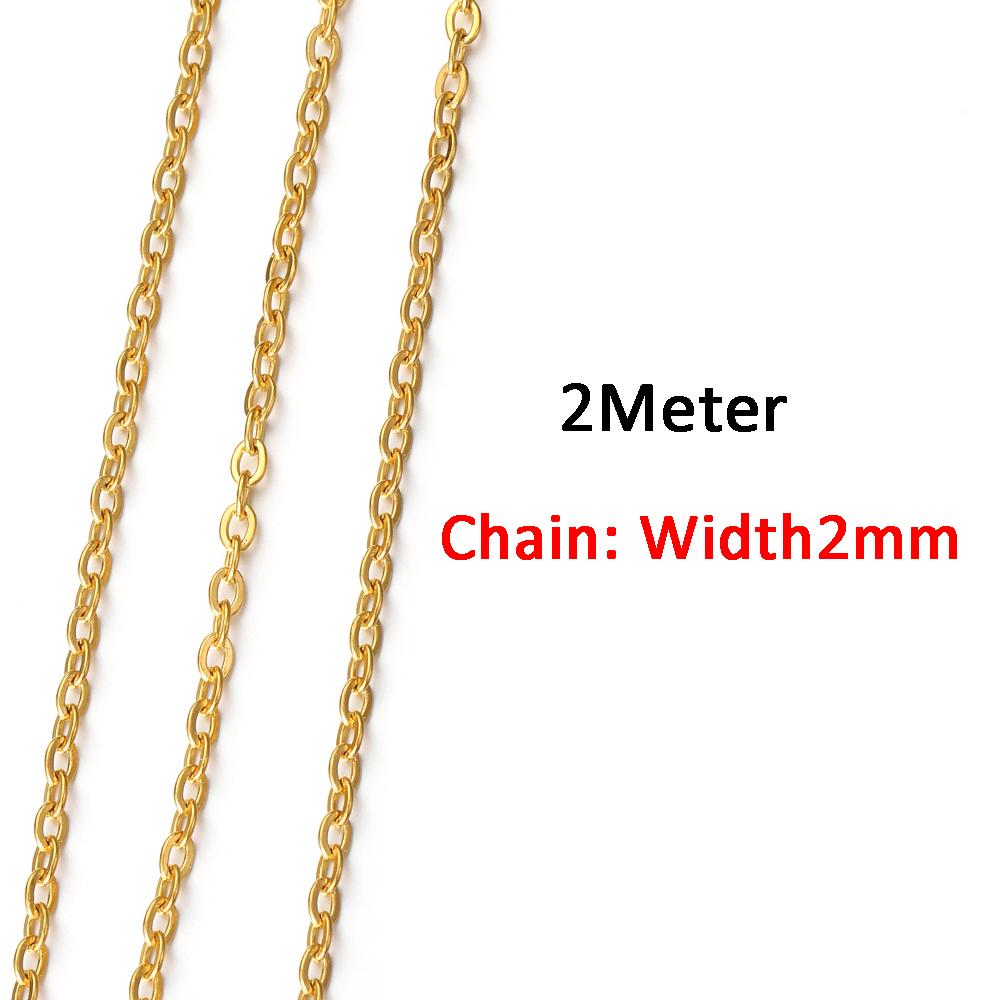 2Meters/1Meter Stainless Steel Chain High Quality Gold Color Chains for Bracelet Necklace Jewelry Making DIY Findings Wholesale