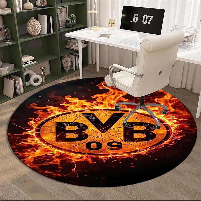 Borussia fcfc Round Rug for Livingroom,Bedroom, Palyroom, Chair Rug, Area rug, Circle Carpet, Large Size Fan Christmas gift