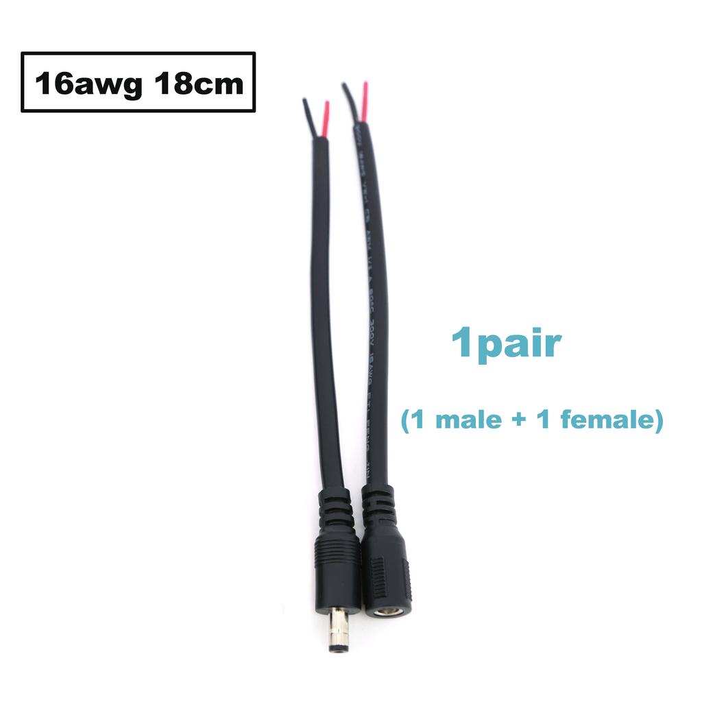 0.2M 0.18M 5.5x2.5MM 2pin DC Male Female 22/20/18/16awg Power Connector Plug Cable Wire Supply Repair Cable 5525 DC5525 Pigtails