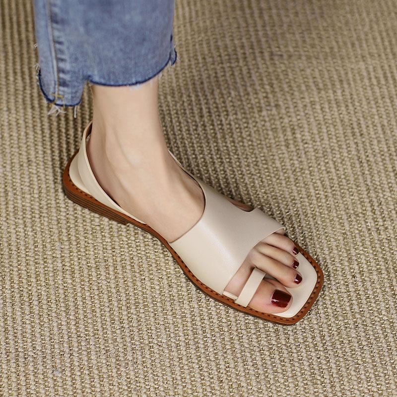 Nyári szandálok Női cipők Lapos talpú Női szandálok Valódi bőr cipők Rövid cipők nőknek