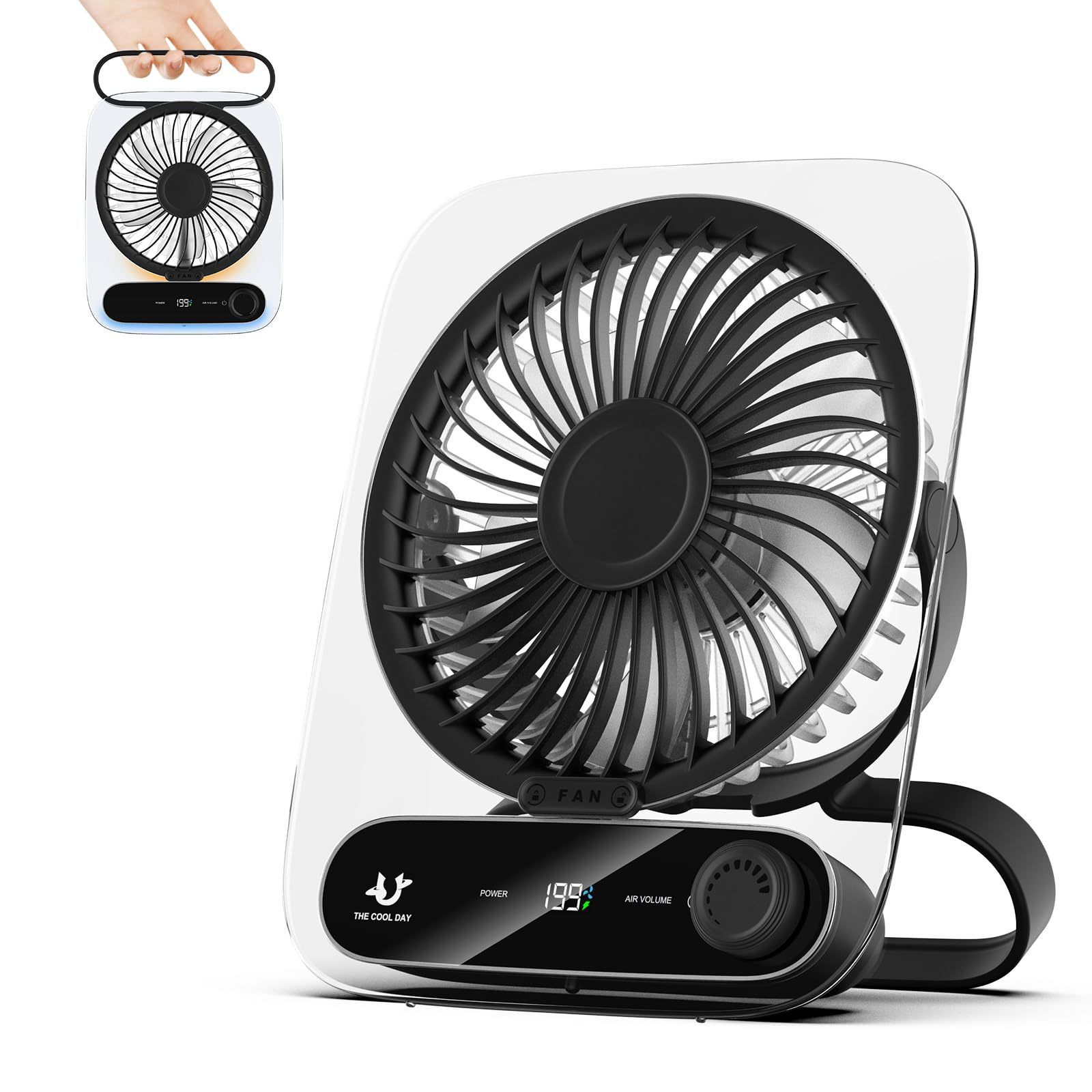 

Simpeak USB 3000mAh Rechargeable Desk Quiet Hanging Fan with Mini Fan for and Black Fan, 199-Level Adjustment, Fan, Small, Fan, Light, Office, чорний