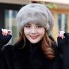Mink Hat Women's Winter Warm Ear Protection Bag Head Middle-aged and Elderly Mother Model Beret Octagonal Snow Hat Imitation Fur