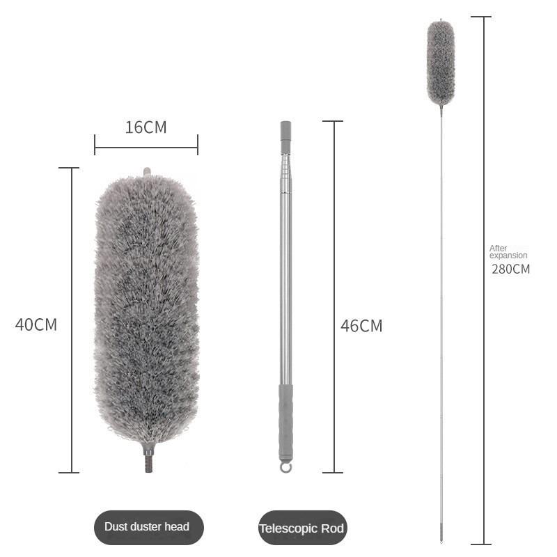 5PCS 2.8m Extended Chicken Hair Duster Retractable Bendable Ceiling Cleaning Broom Household Static Dusting Duster Car Duster