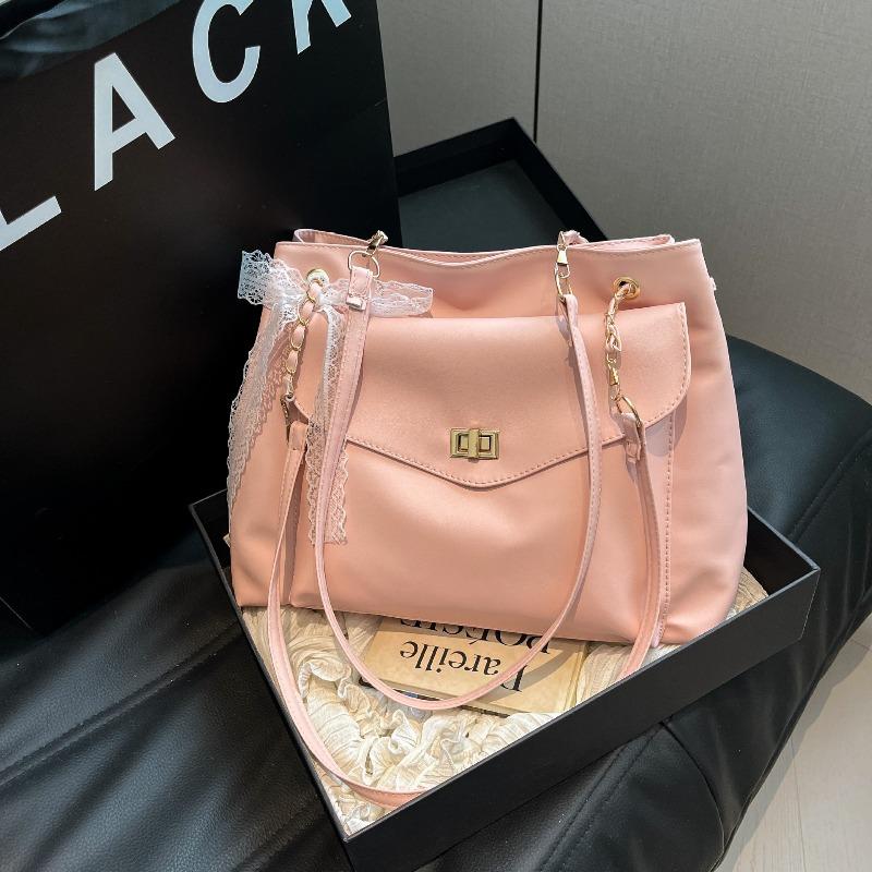 Versatile Large Capacity Bag for Women, 2026 New Trendy Korean Versi Tote Bag, Fashiable Solid Color Chain Crossbody Bags
