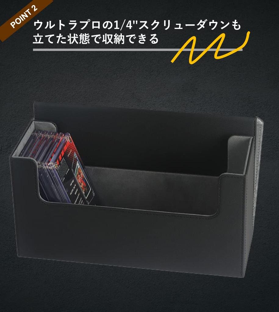 PSA BGS Certified Card Case, Screw-Down Storage Box, Deck Case, Trading Card Case, PU Leather, Large (Holds 40 Cards, Black with Gray Interior)