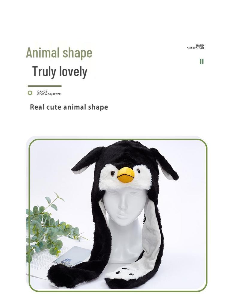 Entzückende Tier-Mütze mit beweglichen Ohren - Kinderwarme Cartoon-Stil mit Airbag-Spielzeug-Funktionen