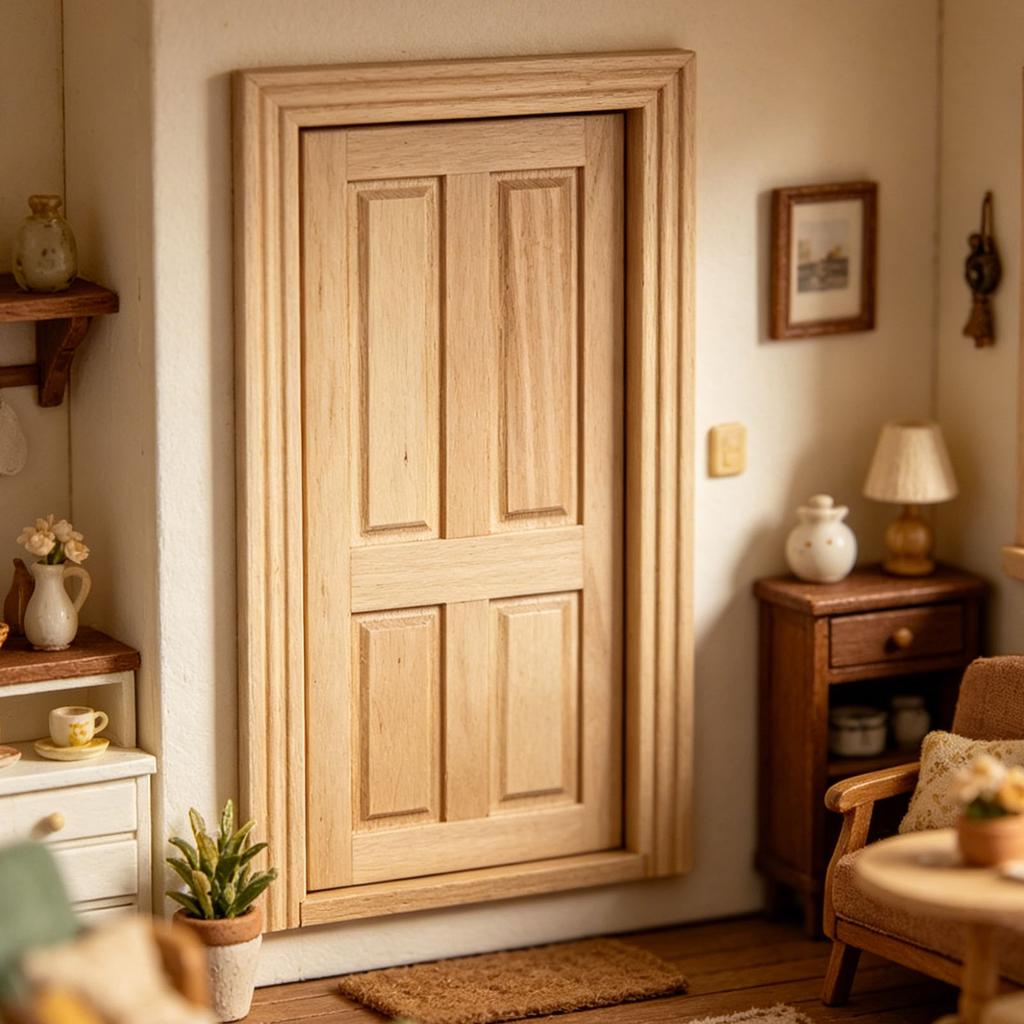 3PCS 1:12 Dollhouse ature Doors Wooden Int ior Front Doors for Dollhouse Furniture Accessories