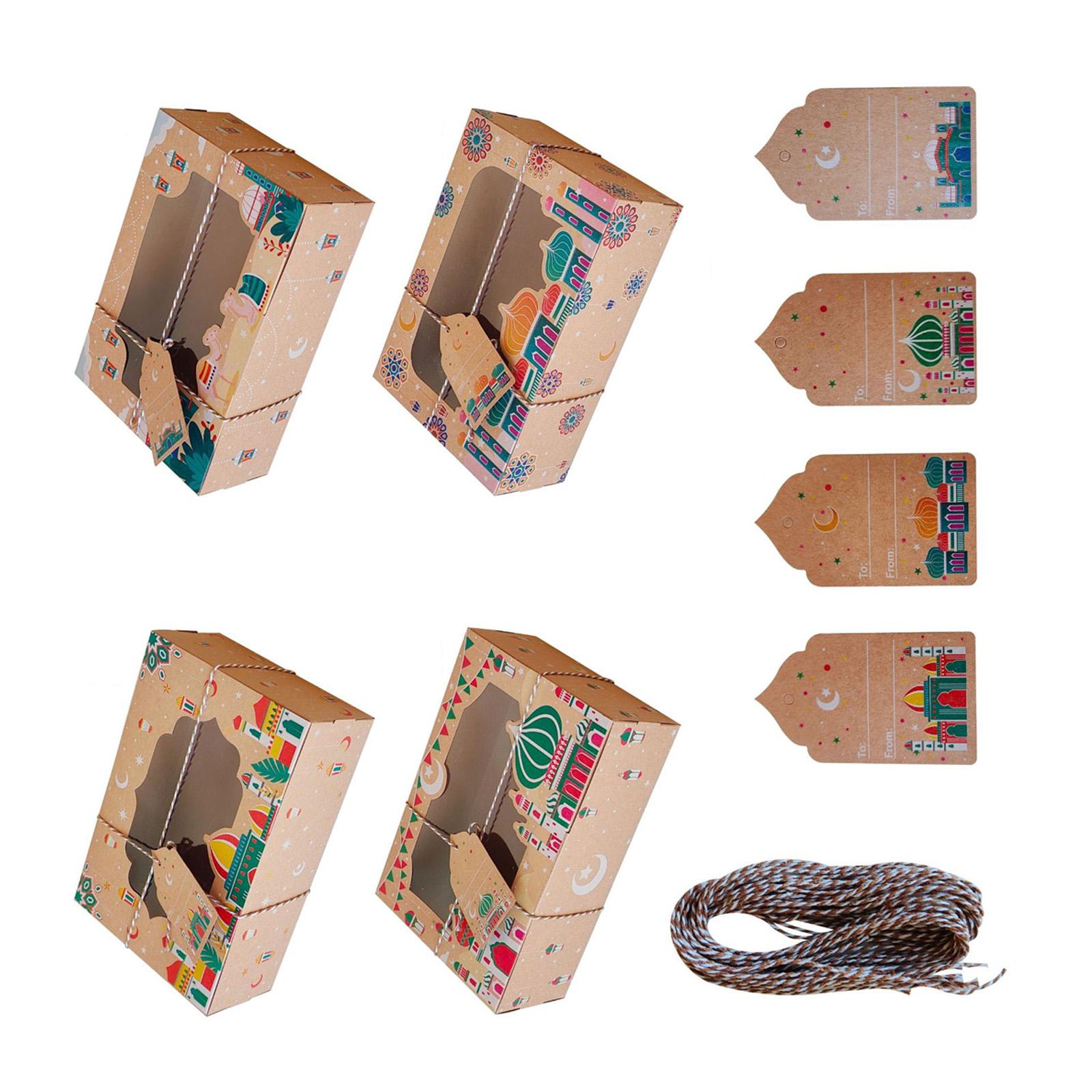 

8 шт. Подарочные коробки Ид Мубарак из крафт-бумаги, коробка для упаковки конфет и шоколада для празднования исламского фестиваля, товары для вечеринки