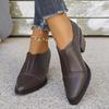 Western Style Elastic Single Shoes, British Style Pointed Toe, Thick Heel, Large Size Chelsea Small Leather Shoes for Women, 2025
