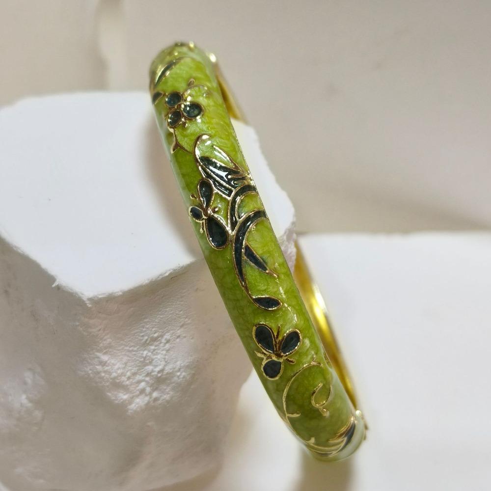 Extra Width Enamel Bangle 1cm Colorful Enamel Bangle Five Leaves Enamel Bracelet Souvenir Gift