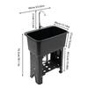 Utility Sink Space Saver Laundry Tub with Faucet, Freestanding Laundry Sink Garage Sink with Storage Shelf (Black)