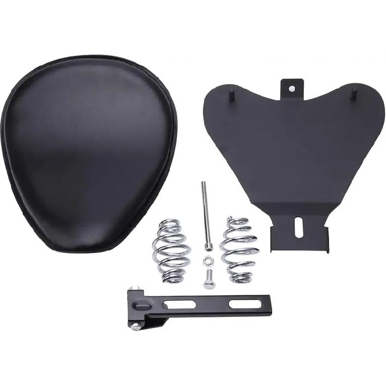 Motorcycle Seat Cushion Driver Solo Seats with Spring Bracket PU Leather Compatible with Harley Honda Yamaha Kawasaki Sportster