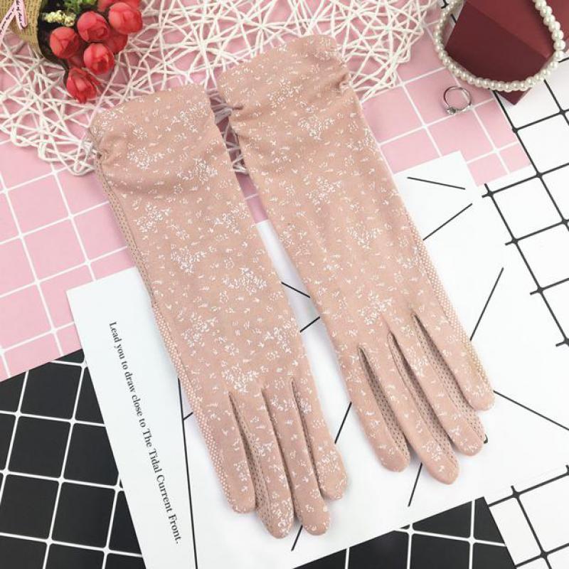New Fashion Gloves Women Mid-long Summer Cotton Black Print Cycling Thin Touch Screen Bike Car Driving Gloves for Women