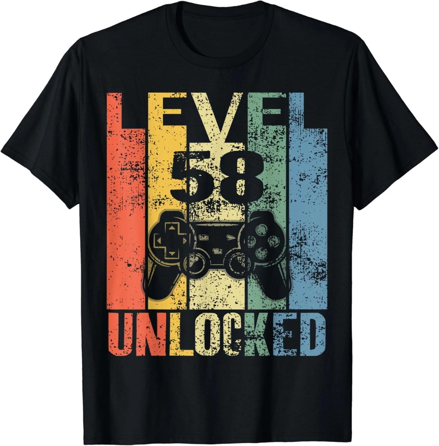 

Level 58 Unlocked 58th Birthday Gift for Video Gamers Gift Unisex T-Shirt L