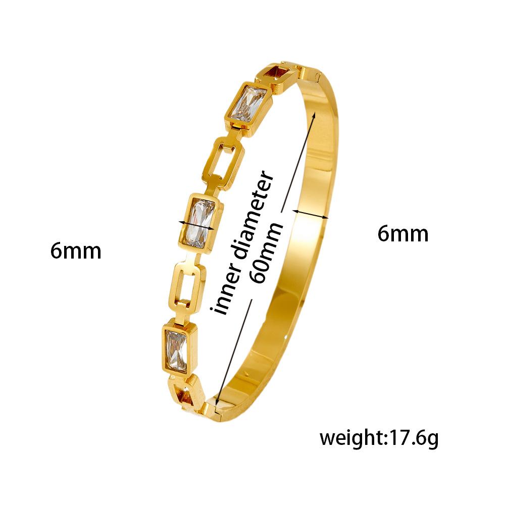 2026 Fashion Square Women's Bracelet with Diamond Buckle Fashion Bracelet Cross-border Jewelry Light Luxury Temperament