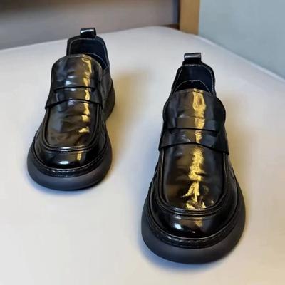 Autumn New Pure Leather Business Casual One-pedal Comfortable Round Head Fashion Versatile Soft-soled Leather Shoes Men