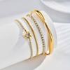 Vnox Klare Herz Zirkon Schlangenketten Armbänder Armreifen Für Frauen, Goldfarbene Edelstahlkette, Boho Elegante Schmuckgeschenke