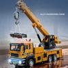Children Engineering Truck Toy with Light & Sound Effect Flexible Long Arm Retractable Sling Simulation Lifting Crane Truck Model