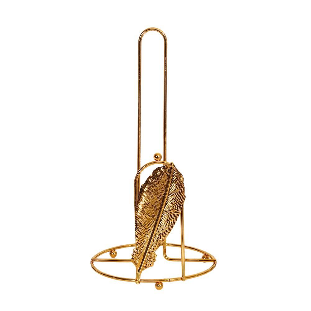 Iron Tree Paper Towel Holder Free Standing Gold Vertical Paper Shelf Decorative One-handed Tear Roll Paper Towel Holder