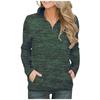 Ladies  Winter Pocket Pullover Long Sleeve Stand Collar Zip Sweatshirt Top
