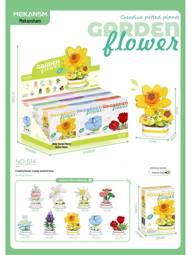 Preserved Sunflower Building Block Flowers - Lego Compatible, Educational Ornament Gifts