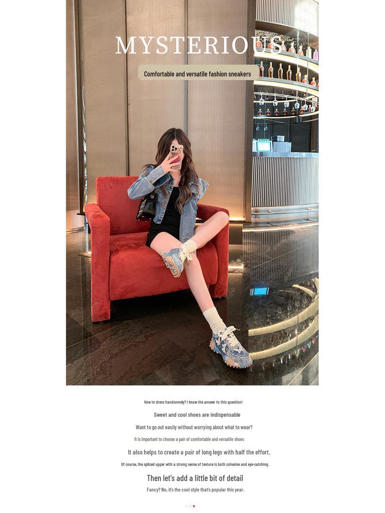 G New Dad Sneakers - Versatile, Comfortable, Women's Casual Full Diamond Durian Bottom Shoes