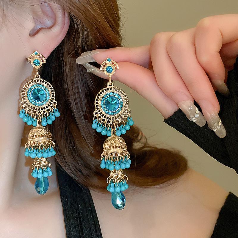 Real Gold-Plated Silver Needle Heart-Shaped Freshwater Pearl Earrings, Vintage Chinese Style