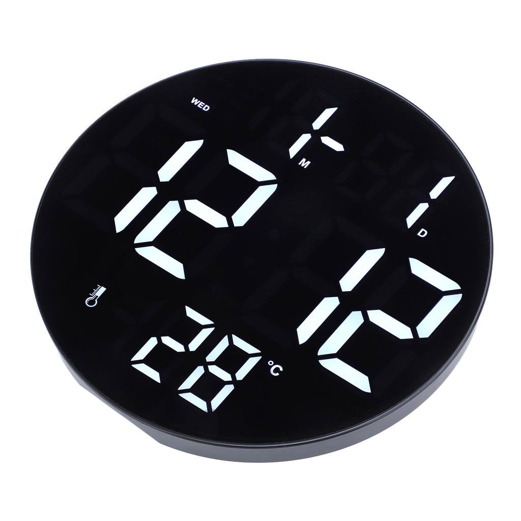 Round Digital Wall Clock 12 24Hr USB Powered Silent Modern LED Wall Clock for Living Room Bedroom