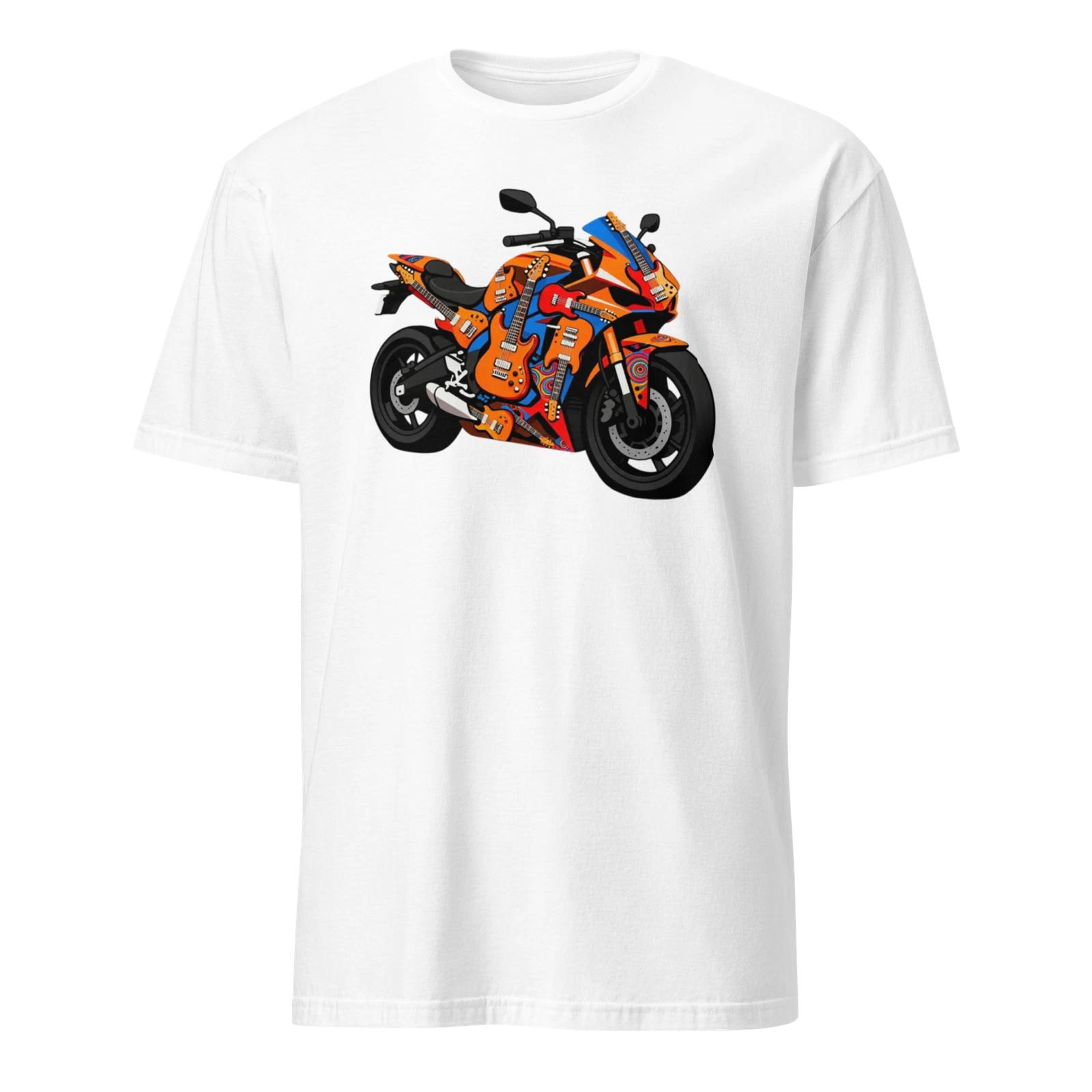 

Guitar Motorcycle Unisex T-Shirt, Music Rallies Speed Bike Style Rock Ride Fun 4XL