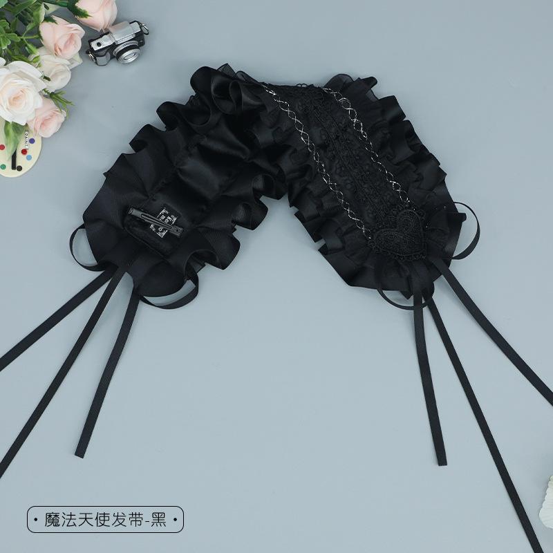 Comic-Con Girl Lolita Lace Hair Accessories DOLL Sense Hair Band Ribbon Bow Dark Lo Girl Sweet Headgear