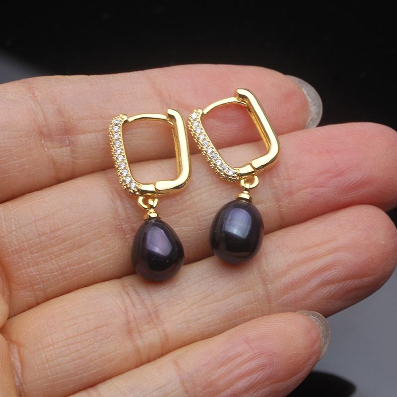 Freshwater Pearl Dangle Earrings For Women,18k Gold Plated River Pearl Drop Earring Wife Mother Gift White Black